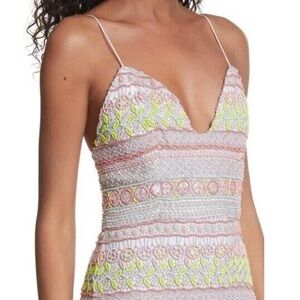 Alice + Olivia Amina All Over Embroidery Sweetheart Neck Dress - Brand New sz 10